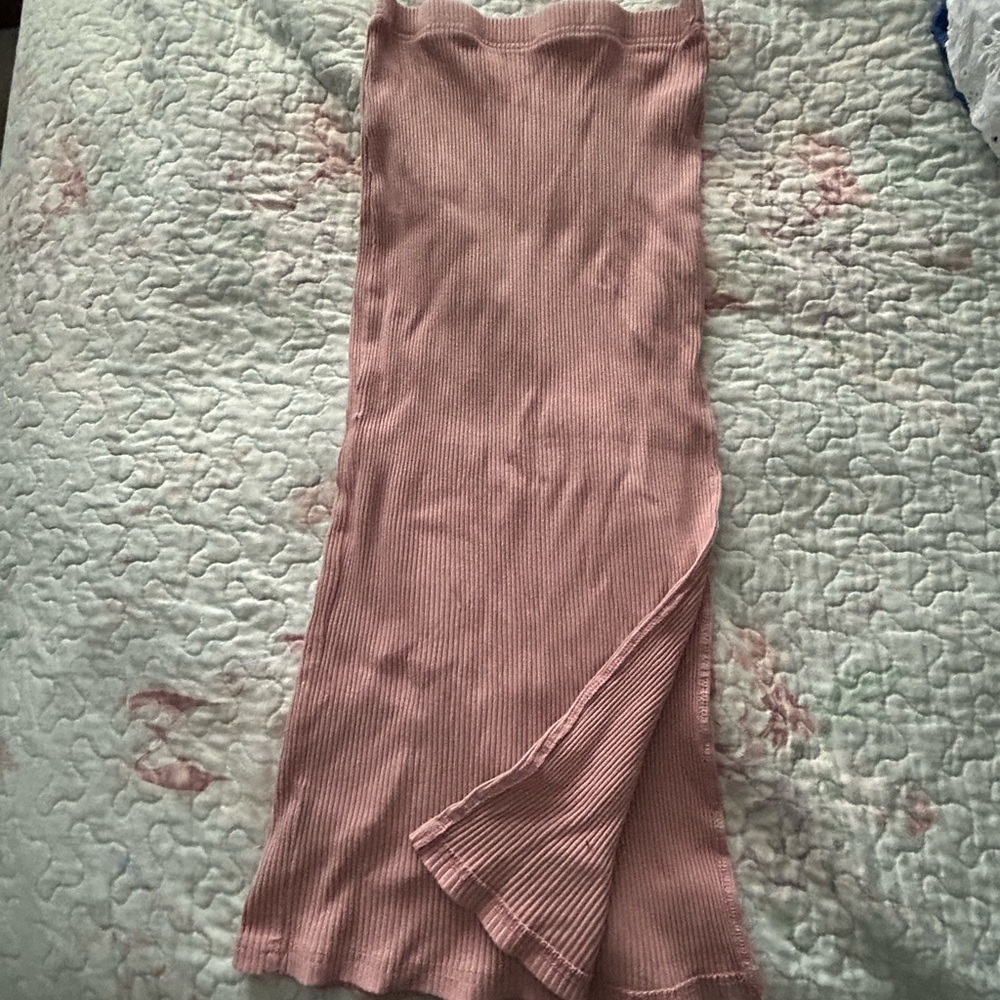 SHEIN Pink Ribbed Pencil Skirt